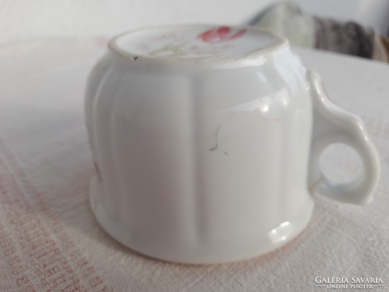 ANTIK PORCELÁN "EMLÉK" KOMA BÖGRE / KOMA CSÉSZE, 1800-as évek vége