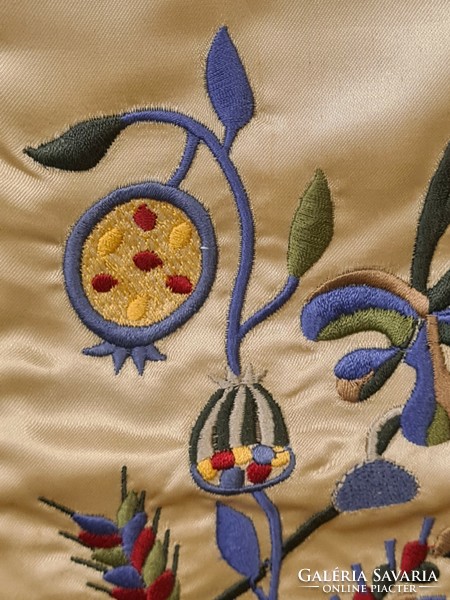 Embroidered silk and velvet Israeli tapestry with the 7 holy biblical plants