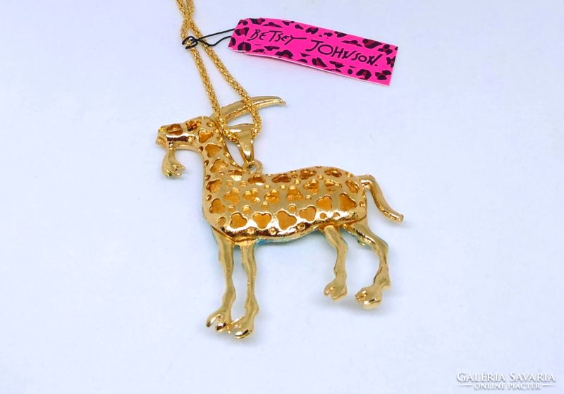Betsey Johnson 3D Blue Crystal Goat Sweater Necklace