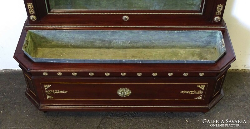 1Q136 antique huge beat mahogany empire mirror with flower box 272 x 100 cm