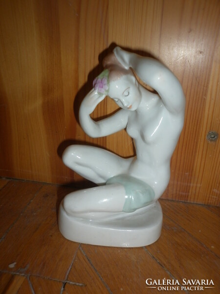 Old aquincum porcelain figure female nude