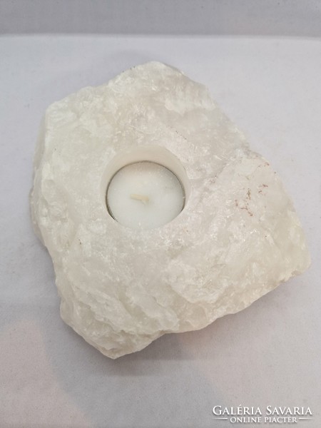Rock crystal mineral candle holder
