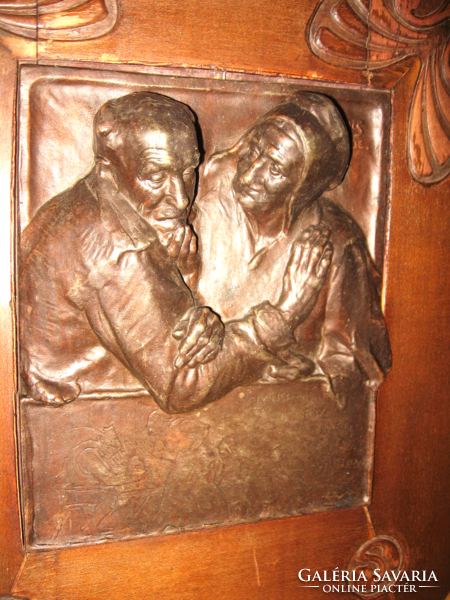 Telcs ede / 1872 - 1948 / : when I was still a bachelor bronze relief in Art Nouveau frame