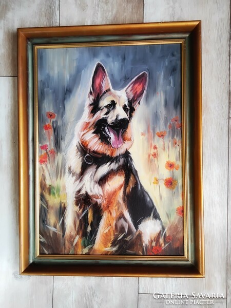 Contemporary oil painting, German shepherd dog