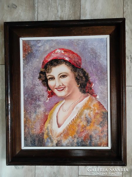Roma girl oil painting, portrait
