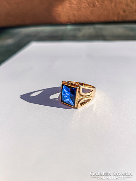 Gyönyörű köves arany 14k pecsétgyűrű, magyar fémjeles 11,15g, 69-70-es méret