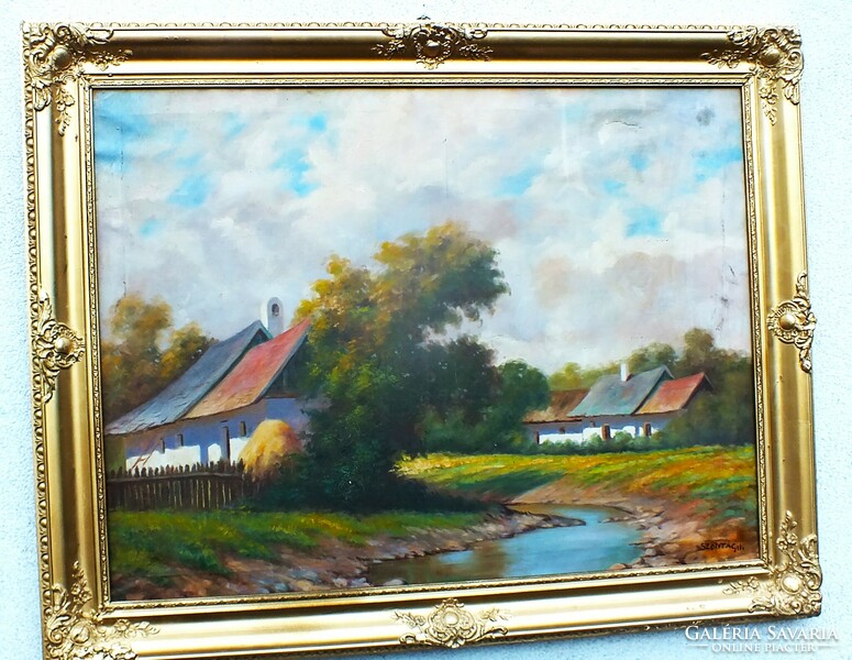 Village landscape, signed by Sontágh, 60x80 oil canvas