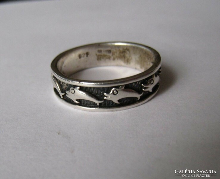 Retro silver ring with dolphins, large size, new!