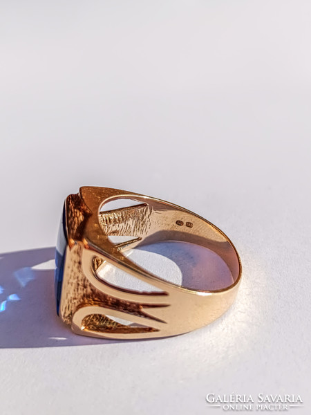 Gyönyörű köves arany 14k pecsétgyűrű, magyar fémjeles 11,15g, 69-70-es méret
