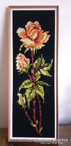 Tapestry picture in a wooden frame. 46 X 17 cm