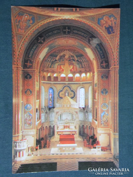 Postcard, interior of the Votive Church in Miskolc, detail of the main altar