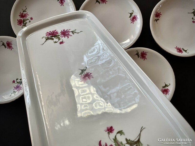 Alföldi vitrine carnation flower pastry set offering bowl 6 small plates