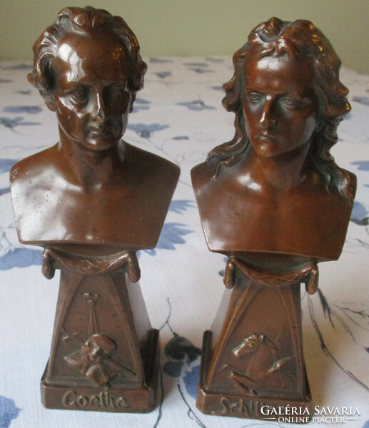 Bronze busts, busts of Goethe and Schiller,