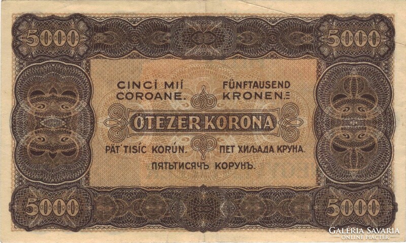 5000 korona / 40 fillér 1923 Nyomdahely nélkül eredeti állapot 2.