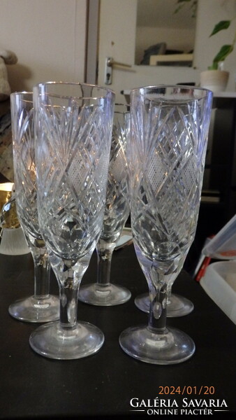 Lead crystal champagne glasses 5 pcs