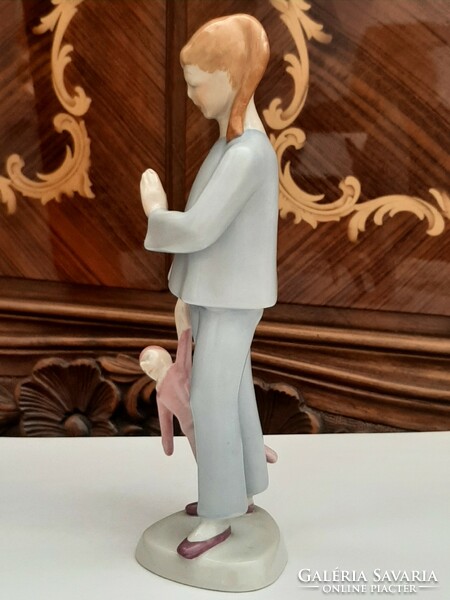 Drasche porcelain girl in pajamas with clown