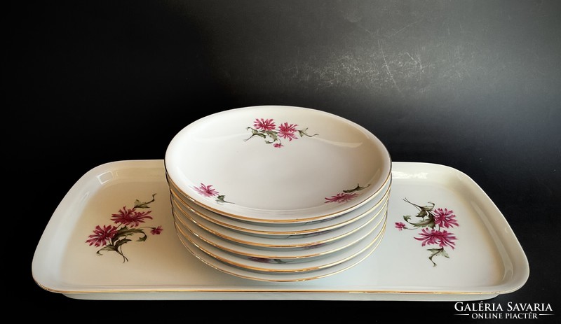 Alföldi vitrine carnation flower pastry set offering bowl 6 small plates