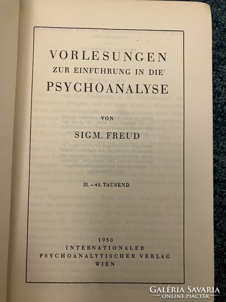 SIGMUND FREUD "Vorlesungen Zur Einführung Psychoanalyse," 1930 Pszichoanalízis