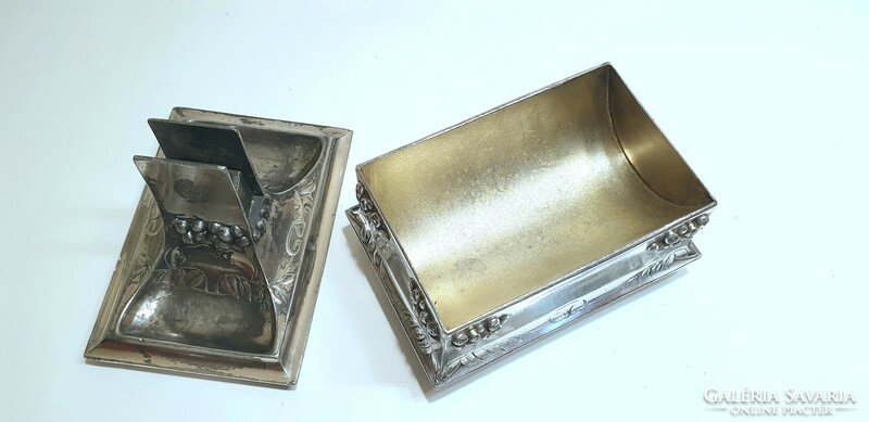 Moritz hacker, art nouveau, silver-plated cigar box, cigarette box, with match holder