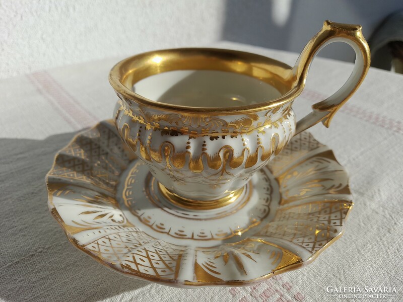 Alt wien hybrid Biedermeyer collector's cup and saucer, from 1839, flawless set!