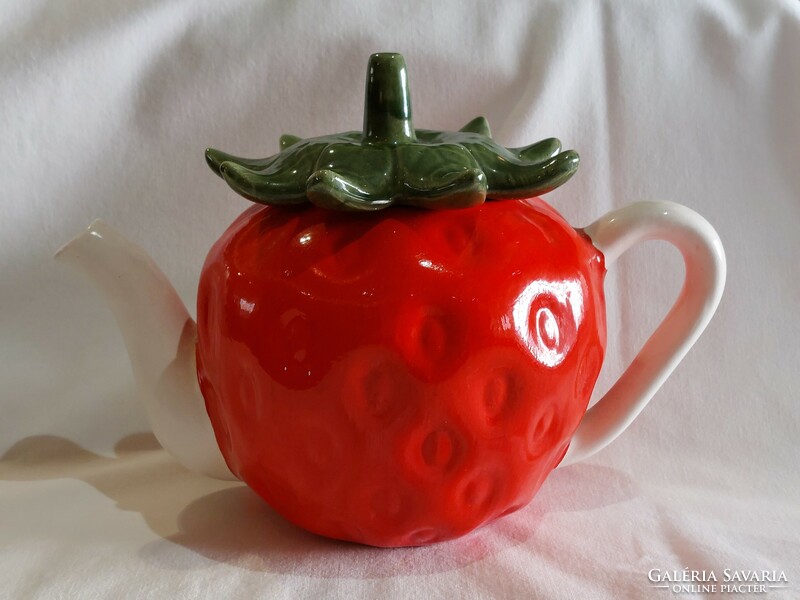 Cheerful strawberry teapot, large