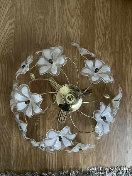 Larger floral ceiling chandelier with 3 lights.