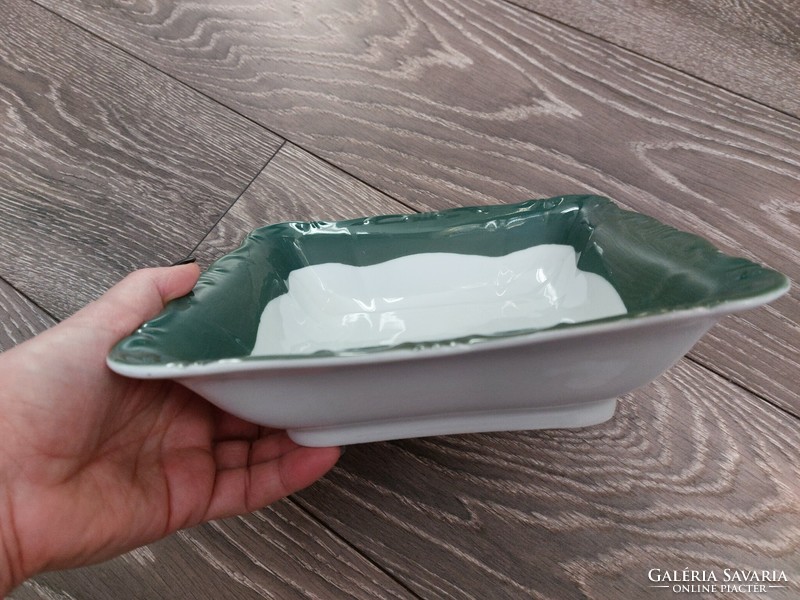 Dark green white ceramic bowl