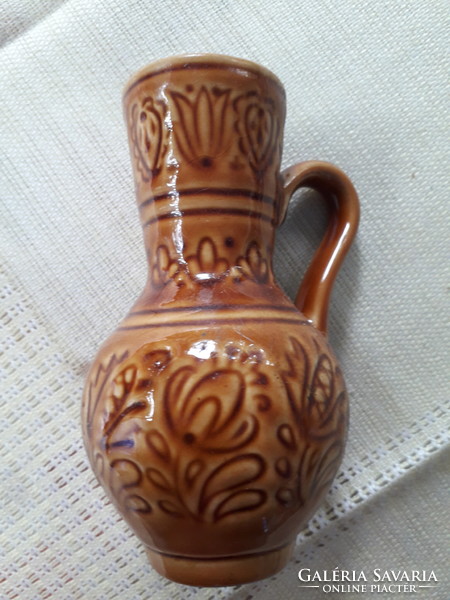 Small folk vase with a brown pattern, 12x9cm. Flawless