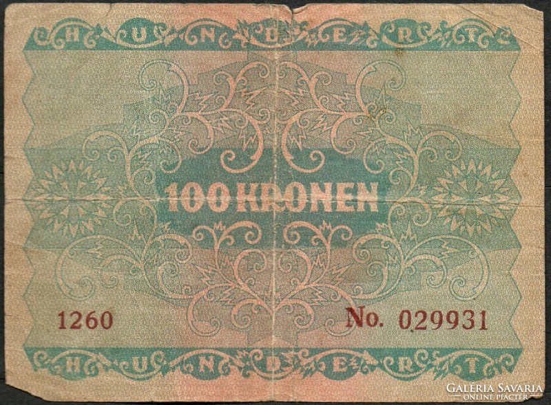 D - 008 - foreign banknotes: 1922 Austria 100 kroner