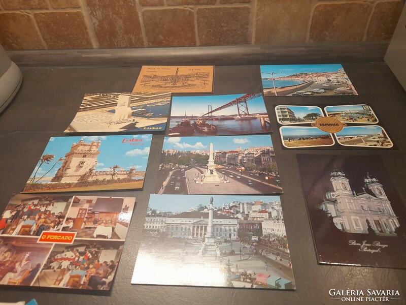 European postcards, Lisbon, including 1 cork postcard in one