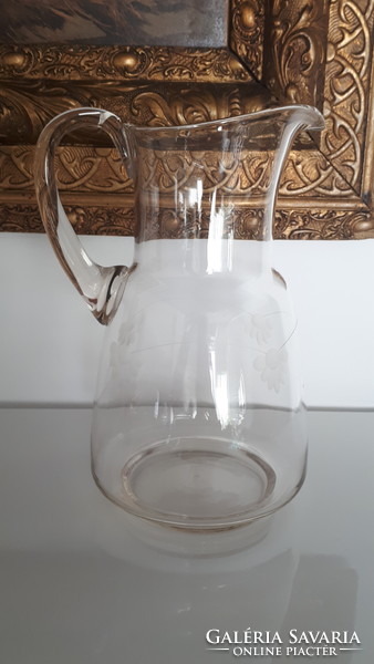 Old flawless polished blown glass jug wine jug 24.5 Cm