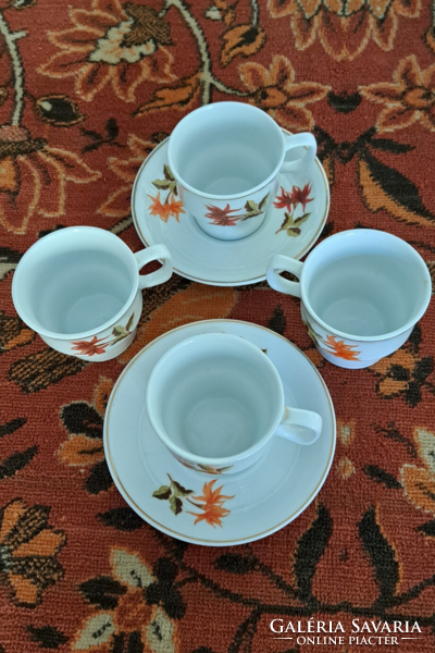 2 pairs of Hollóháza porcelain coffee cups with bottoms
