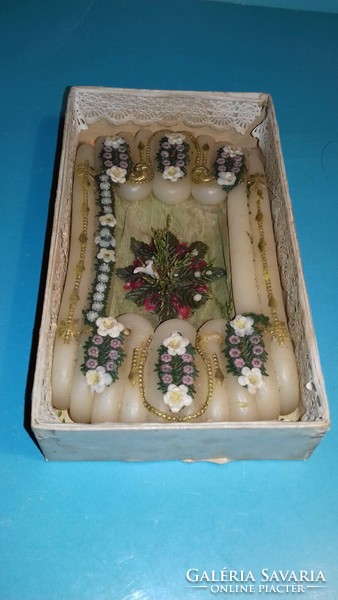 Antique wax nun work in convent work box