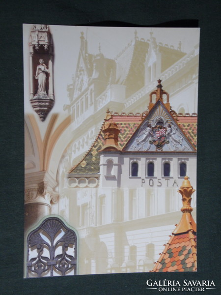 Postcard, Pécs, post office, postal palace, decorated in Zsolnay