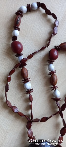 A necklace made of different seeds