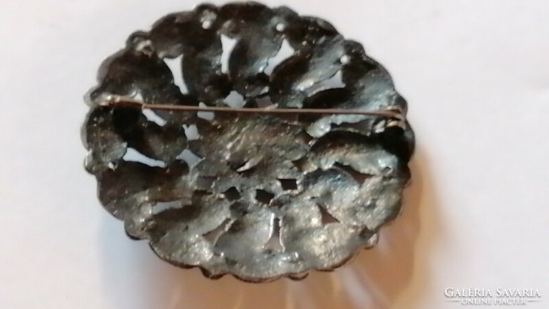 Old, handmade, dark gray flower brooch 614.