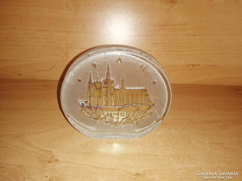 Praha Prague commemorative glass paperweight (b)