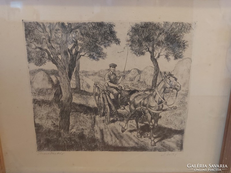Biai: peasant cart, etching