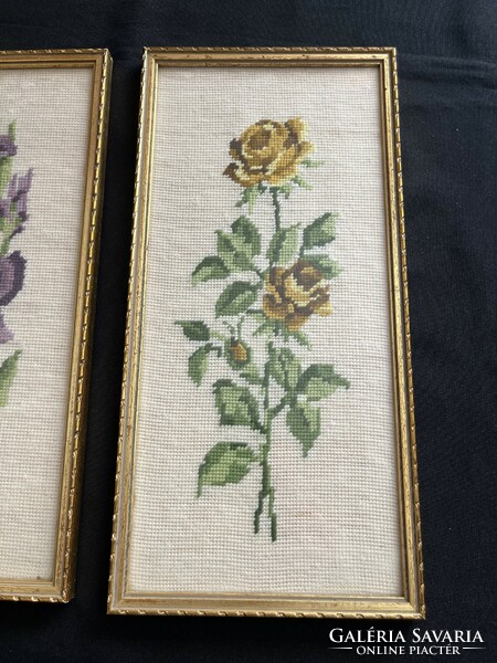 2 old floral goblet pictures framed