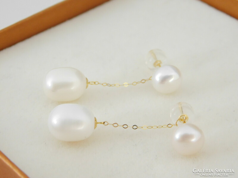 Pearl 18k gold earrings 2 in 1