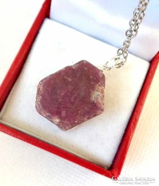 Raw ruby stone pendant