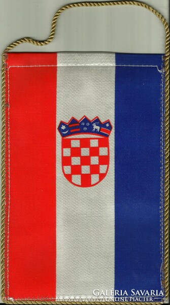 Asztali zászló = HORVÁTORSZÁG (textil, 14,5 x 23,5 cm, kétoldalas)