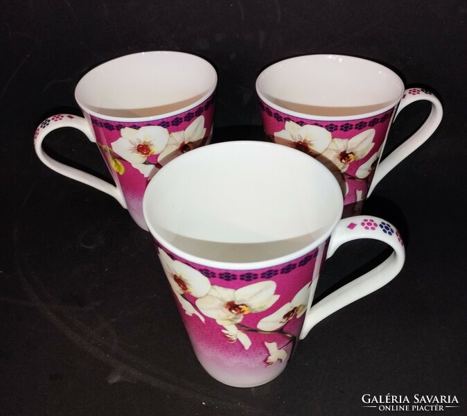 3 Royal Worcester orchid white mugs