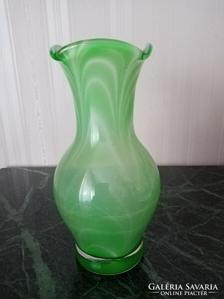 Old green handmade Murano glass vase - broken glass -- for Mother's Day!!!
