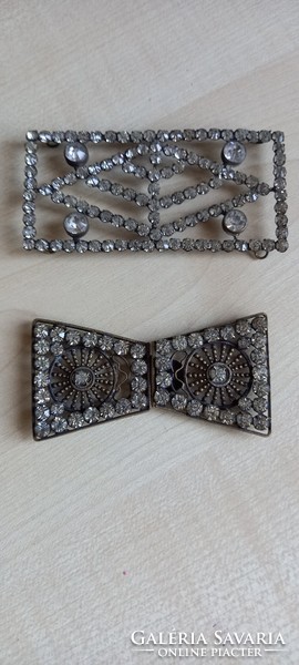 Old rhinestone belt buckle and dress ornament