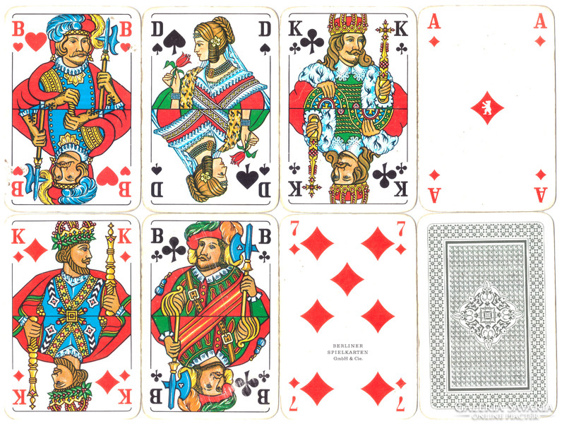 58. French serialized skat card Berliner card picture berliner spielkarten around 1975 32 cards