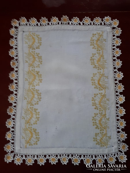 Floral embroidered small tablecloth / tray tablecloth with Irish lace border