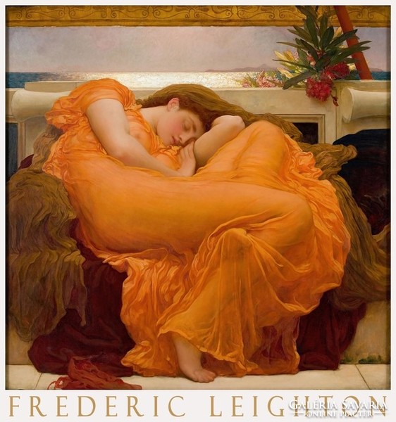 Frederic Leighton Flaming June 1895 Pre-Raphaelite Art Poster Orange Girl Sleeping Girl Portrait