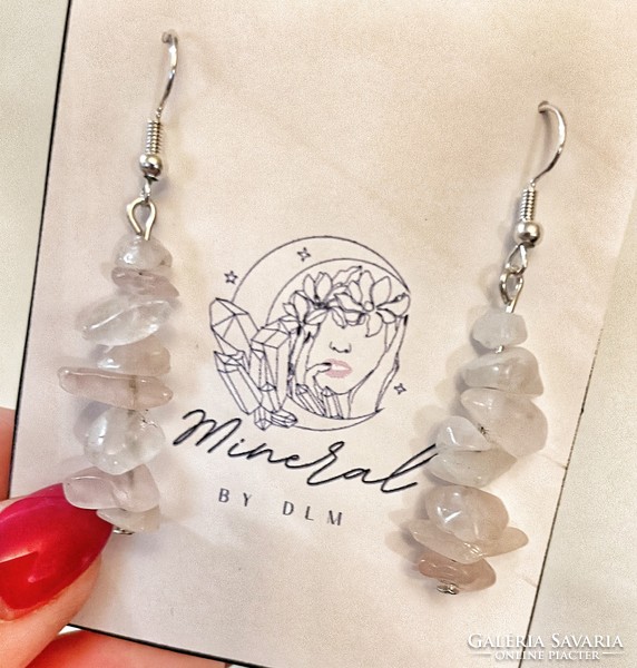 Real rose quartz mineral earrings