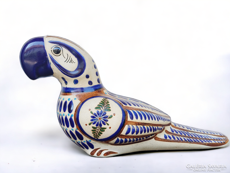 Beautiful blue hand painted Mexican tonal parrot